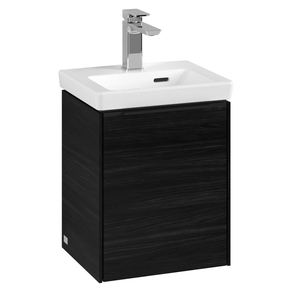 Cutout image of Villeroy & Boch Subway 3.0 Black Oak 370mm Wall-Hung Basin Vanity Unit